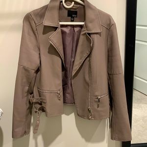 A.N.A Asymmetrical Zip up Leather Jacket in Mauve